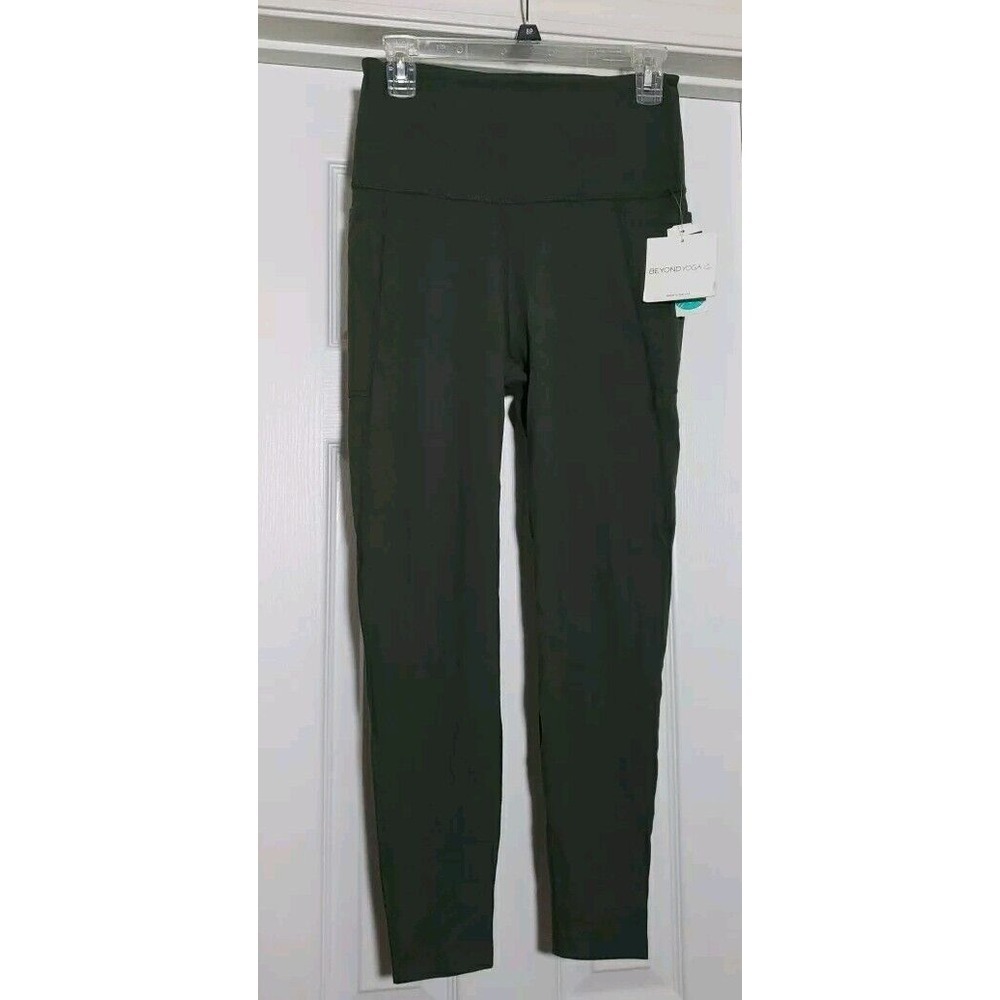 Beyond Yoga Supplex‎ Out Of Pocket High Waisted Midi Leggings Large Olive Green